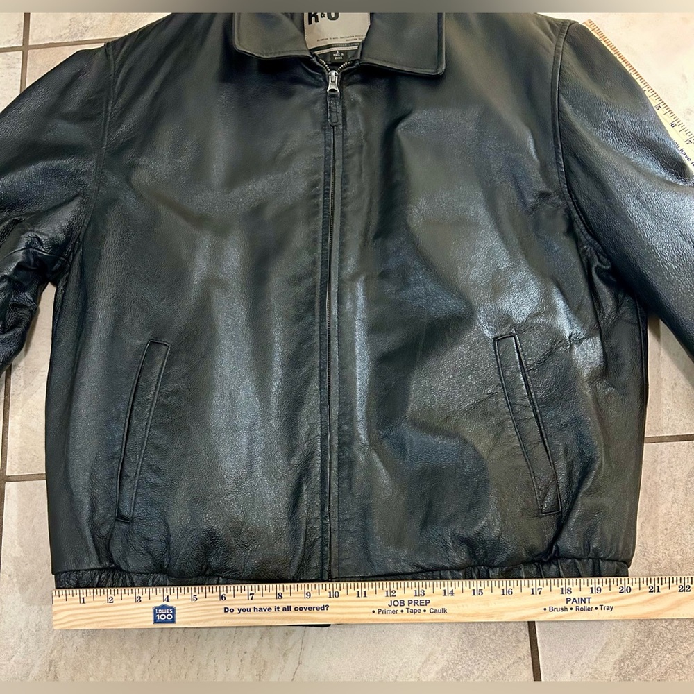 Men's Black Leather Classic Zip Jacket Quilted Lining Casual Pristine R&O Bomber - Picture 14 of 15